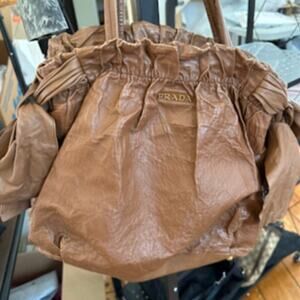 Authentic Prada "Paperbag" Leather Hobo Bag